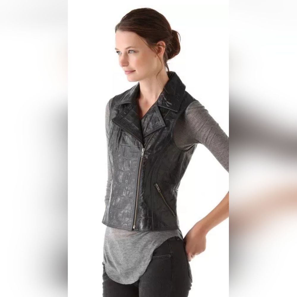 What Goes Around Comes Around Women's Black Leather Vest